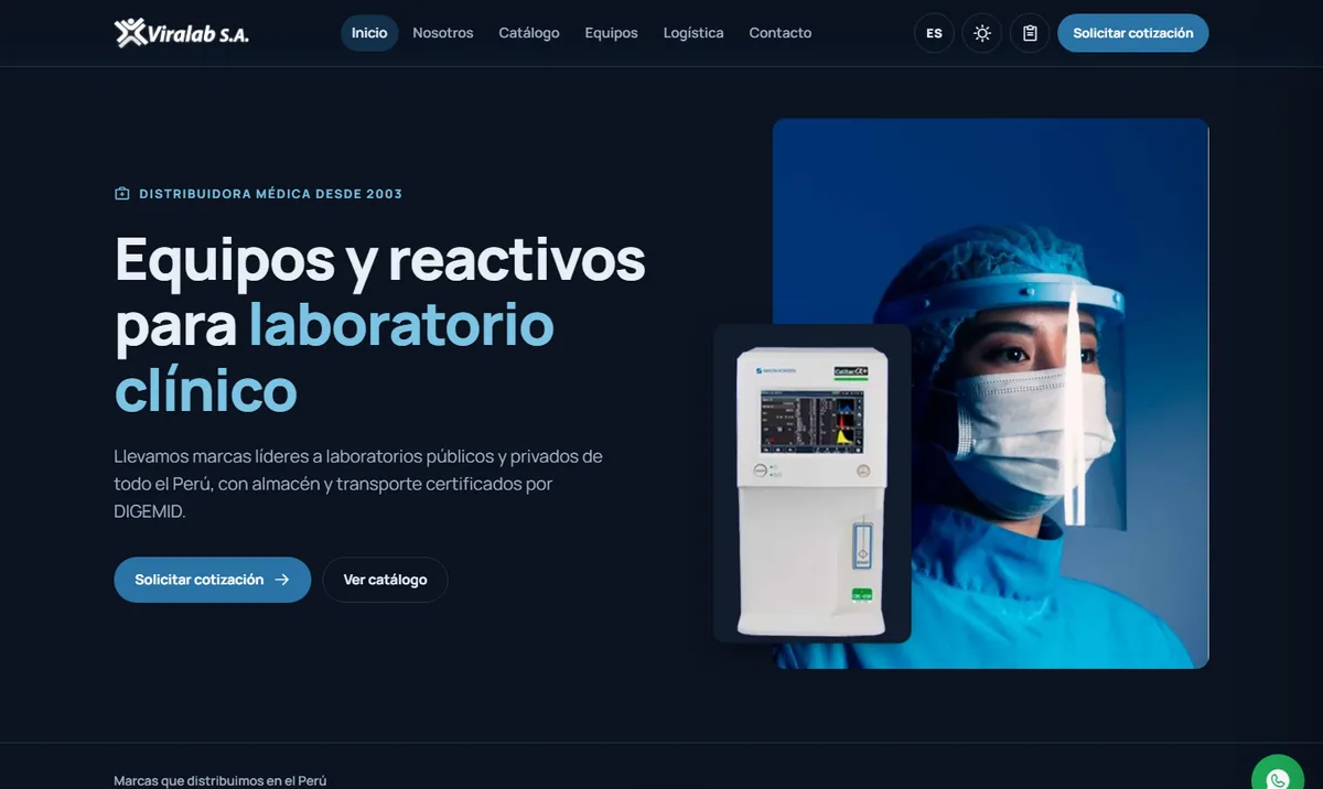 Página de inicio de Viralab